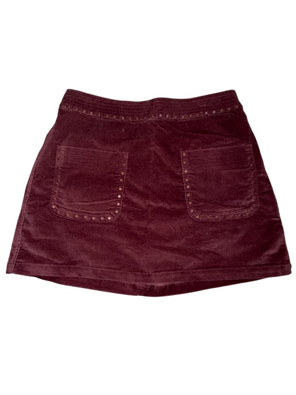 Abercrombie & Fitch Burgundy Corduroy Studded Mini Skirt-Size 0-GUC